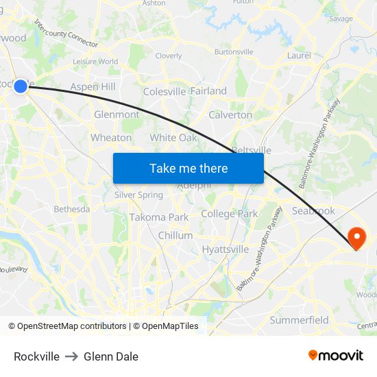 Rockville to Glenn Dale map