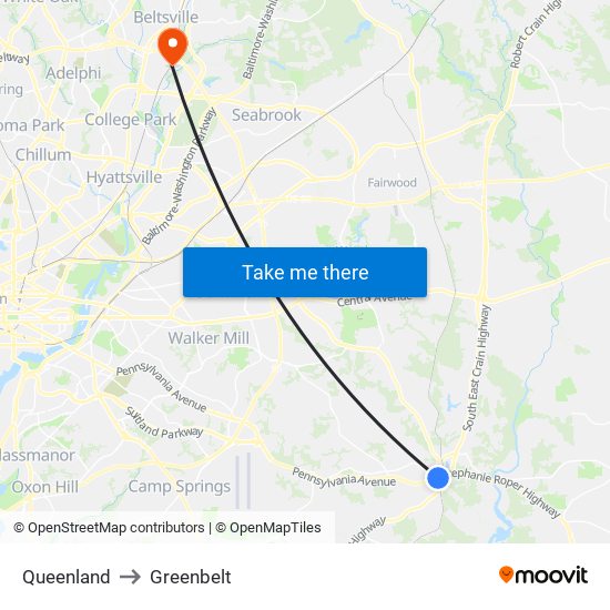 Queenland to Greenbelt map