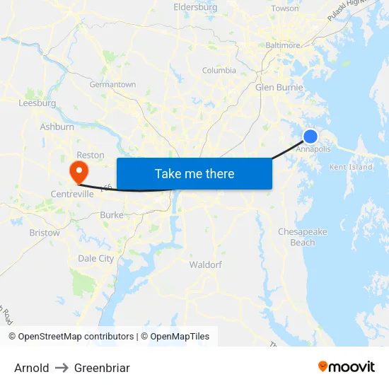 Arnold to Greenbriar map