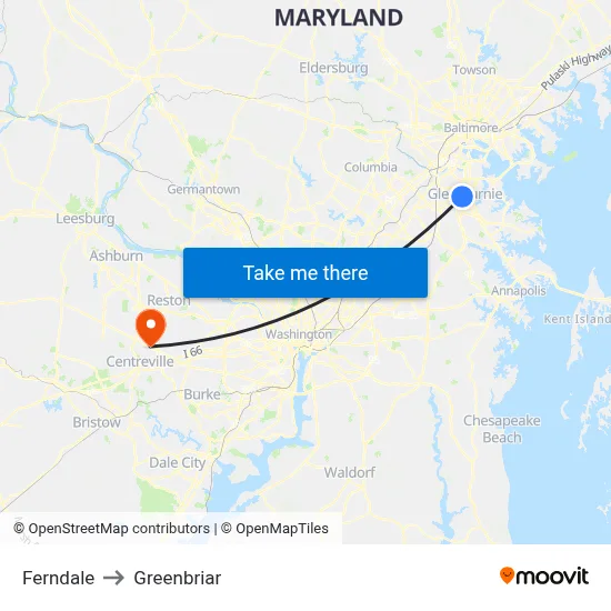 Ferndale to Greenbriar map