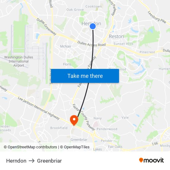 Herndon to Greenbriar map