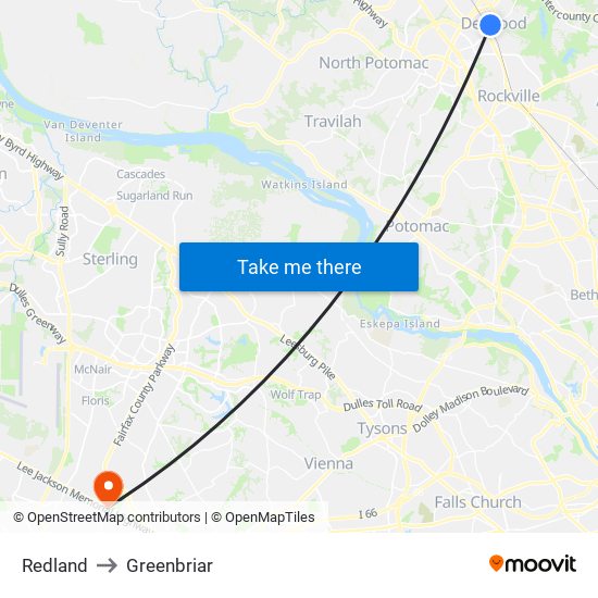 Redland to Greenbriar map