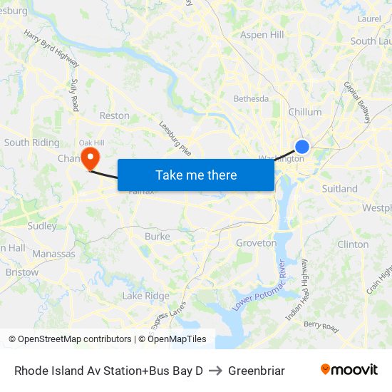 Rhode Island Ave-Brentwood+Bay D to Greenbriar map