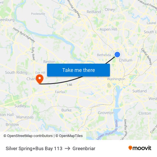 Silver Spring+Bay 113 to Greenbriar map