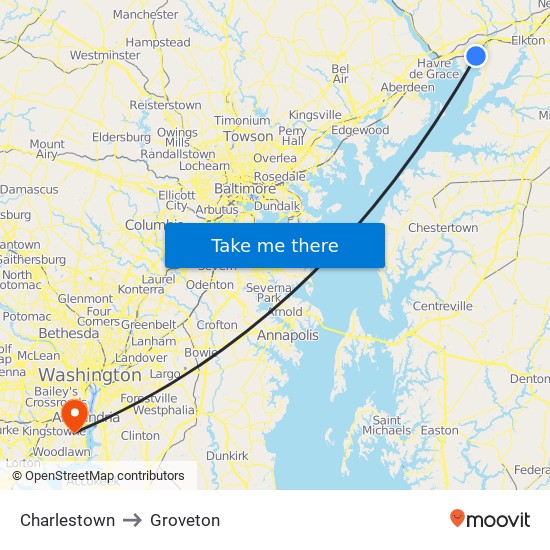 Charlestown to Groveton map