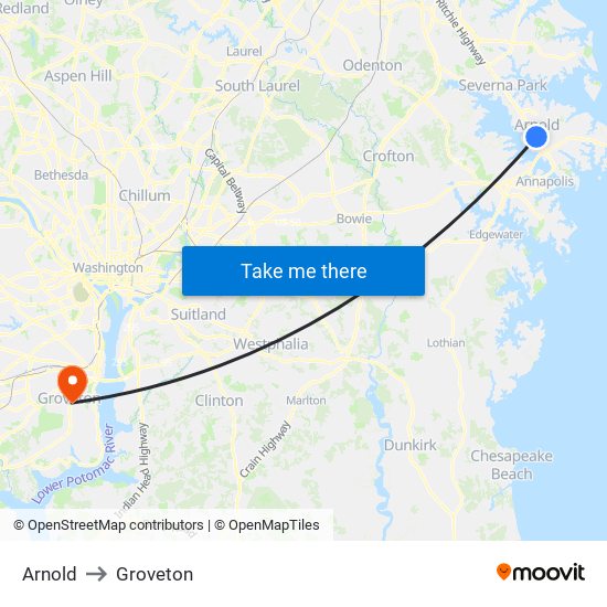 Arnold to Groveton map