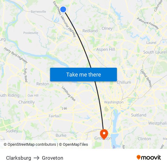 Clarksburg to Groveton map