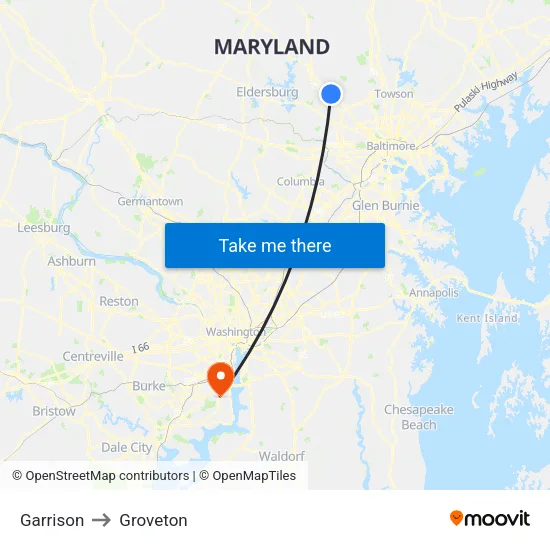Garrison to Groveton map