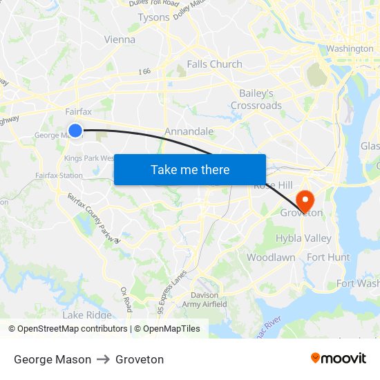 George Mason to Groveton map