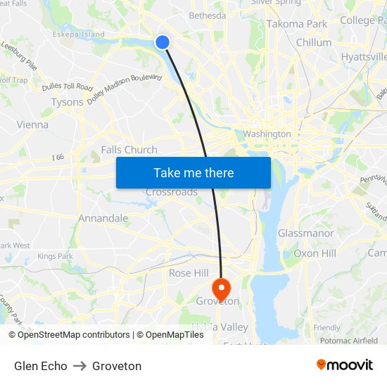 Glen Echo to Groveton map