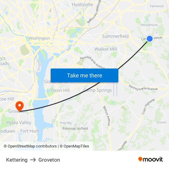 Kettering to Groveton map