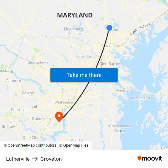 Lutherville to Groveton map