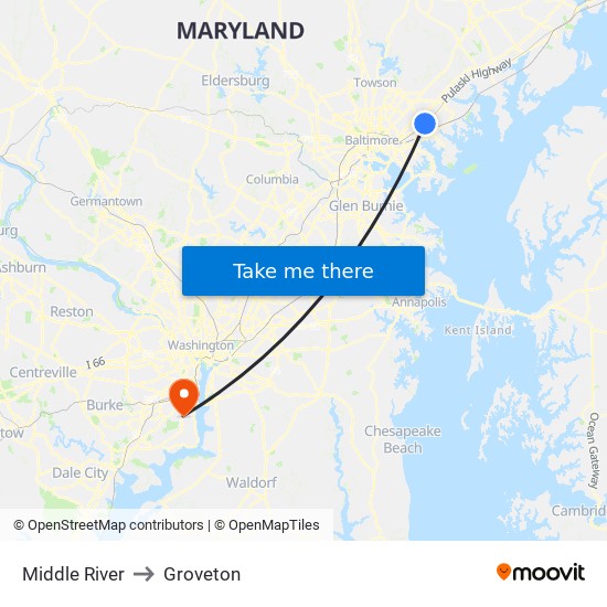 Middle River to Groveton map