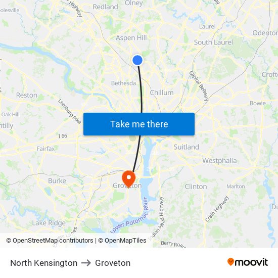 North Kensington to Groveton map