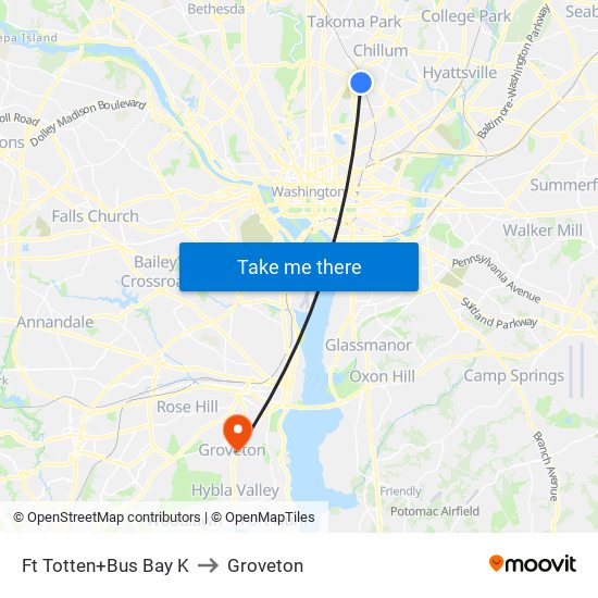 Fort Totten+Bay K to Groveton map