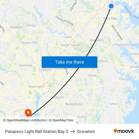 Patapsco Light Rail Station Bay 3 to Groveton map