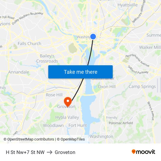 H St Nw+7 St NW to Groveton map