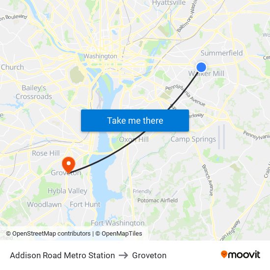 Addison Road Metro Station to Groveton map