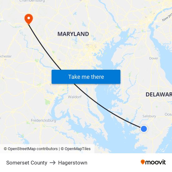 Somerset County to Hagerstown map