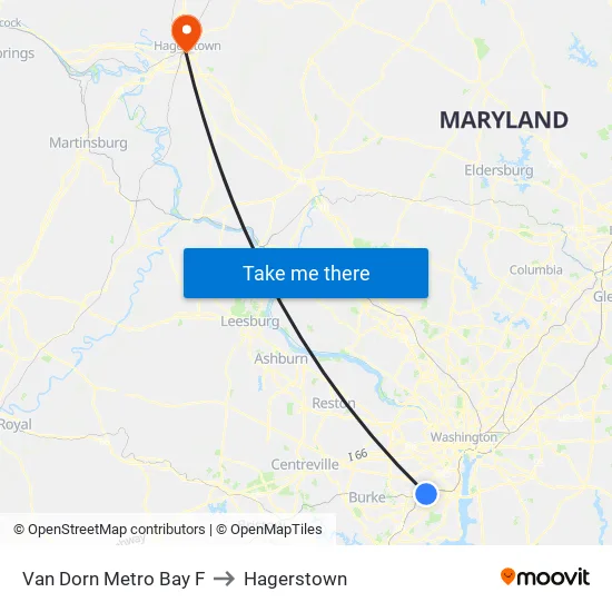 Van Dorn Metro Bay F to Hagerstown map