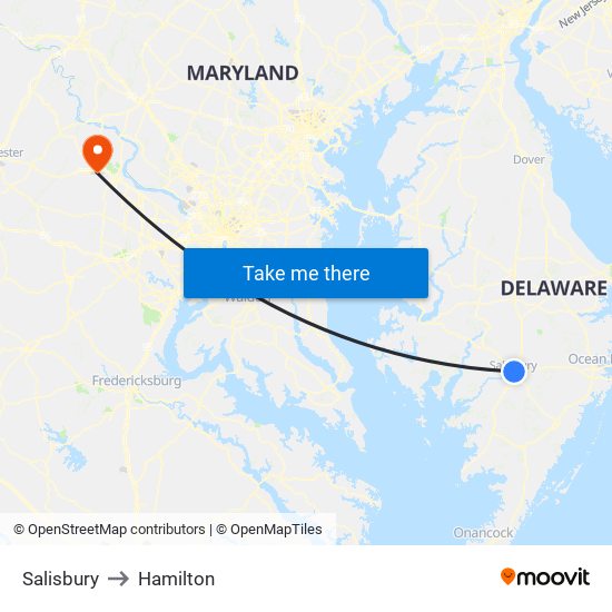 Salisbury to Hamilton map