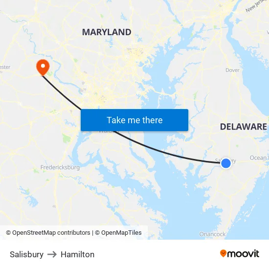 Salisbury to Hamilton map