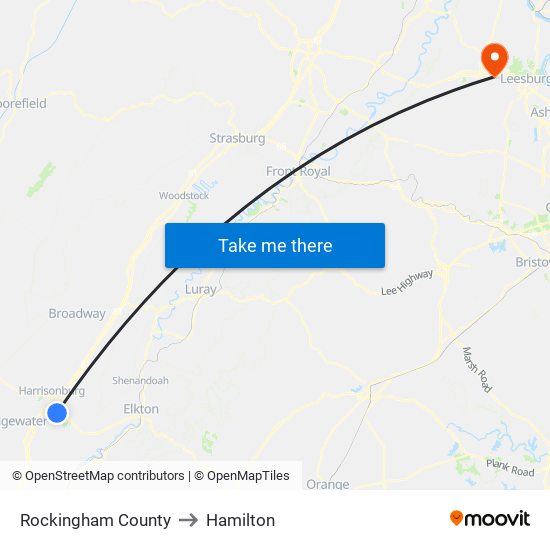 Rockingham County to Hamilton map