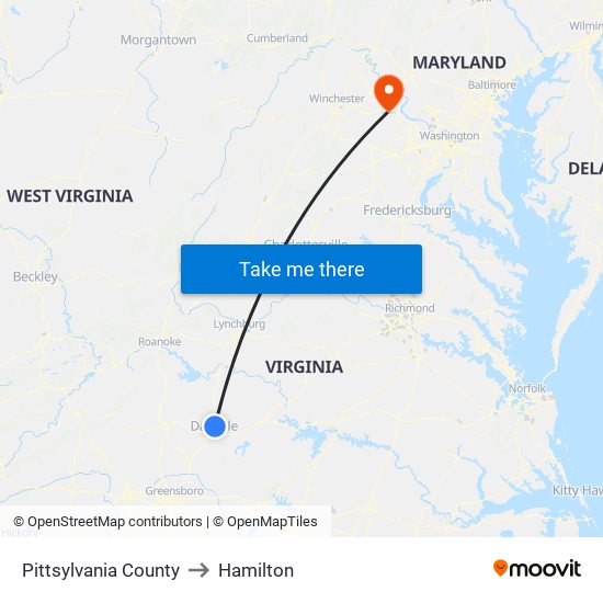 Pittsylvania County to Hamilton map