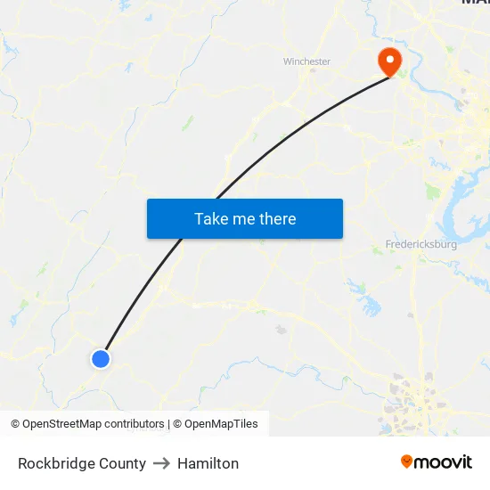 Rockbridge County to Hamilton map