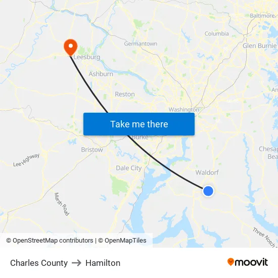 Charles County to Hamilton map