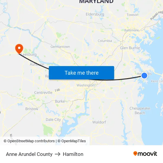 Anne Arundel County to Hamilton map