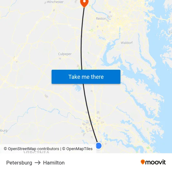 Petersburg to Hamilton map