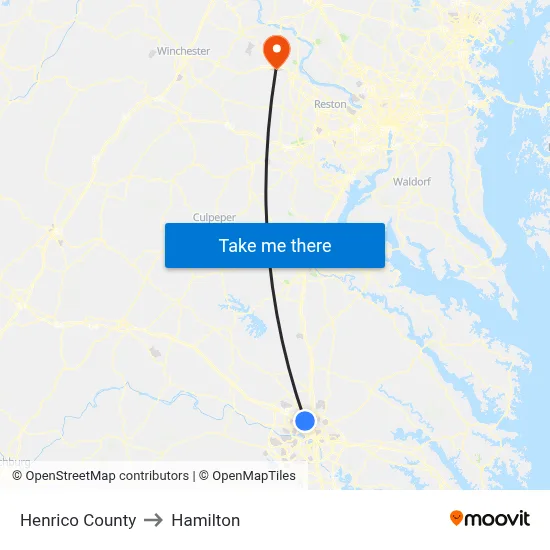 Henrico County to Hamilton map