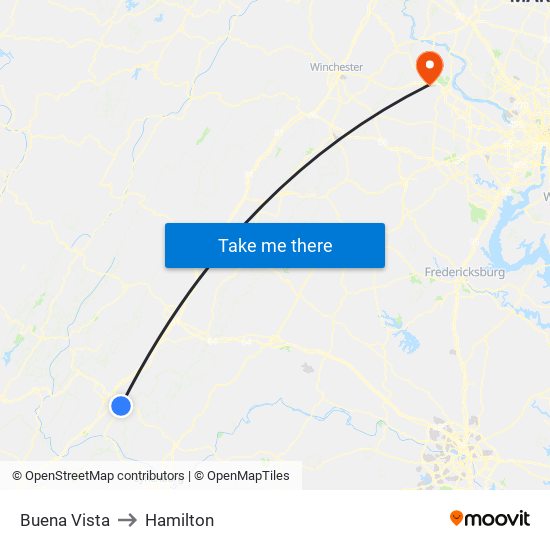 Buena Vista to Hamilton map