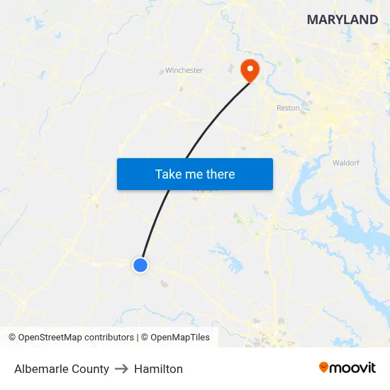 Albemarle County to Hamilton map