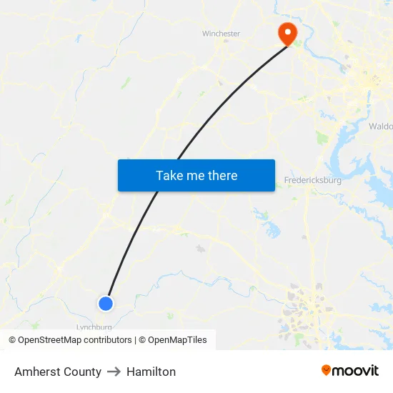 Amherst County to Hamilton map