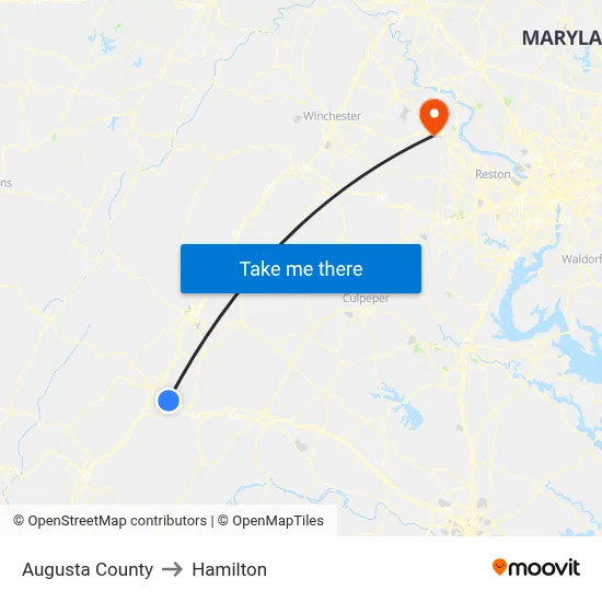 Augusta County to Hamilton map