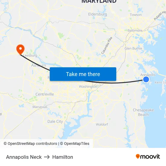 Annapolis Neck to Hamilton map
