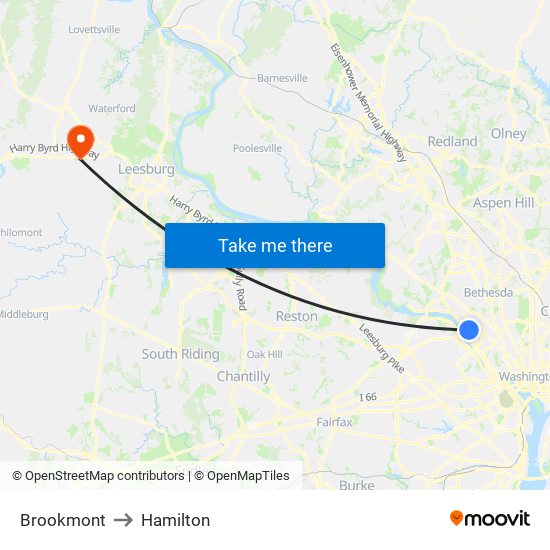 Brookmont to Hamilton map