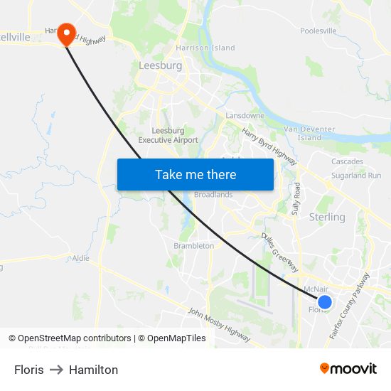 Floris to Hamilton map