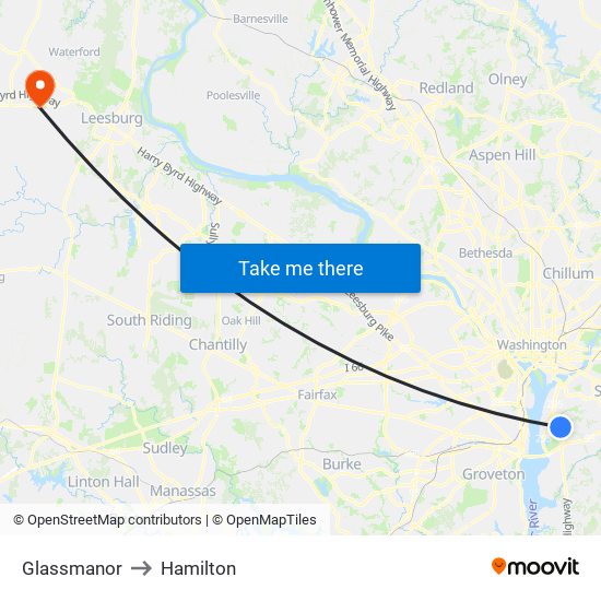 Glassmanor to Hamilton map