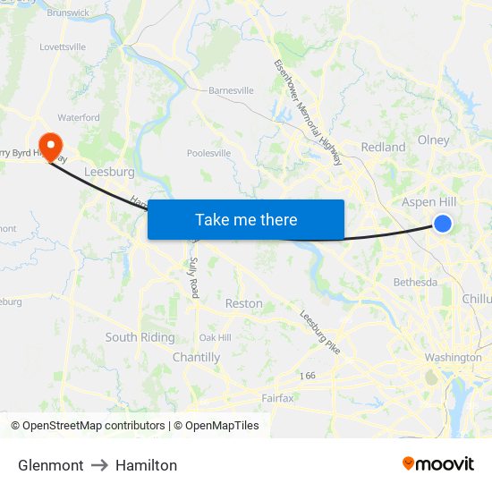 Glenmont to Hamilton map