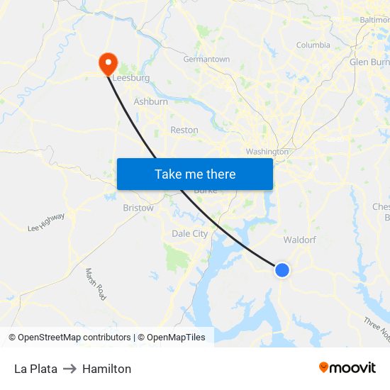 La Plata to Hamilton map