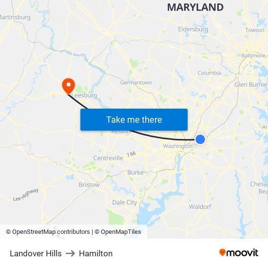 Landover Hills to Hamilton map