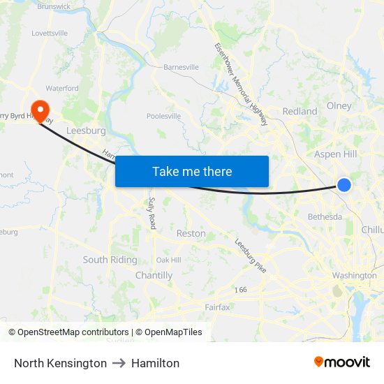 North Kensington to Hamilton map