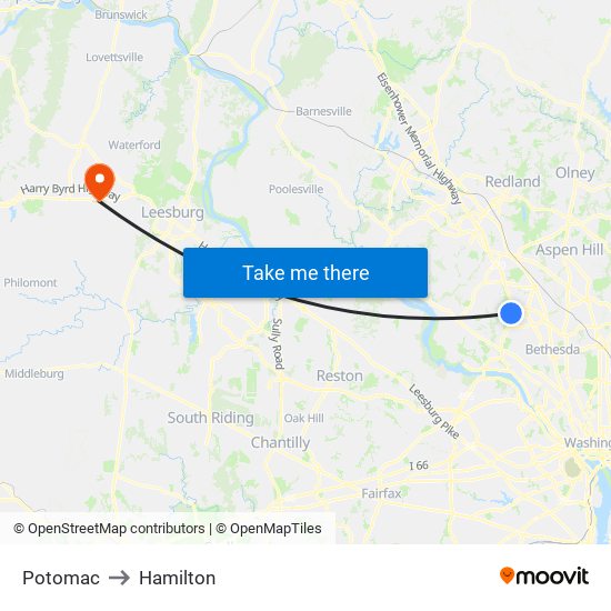 Potomac to Hamilton map