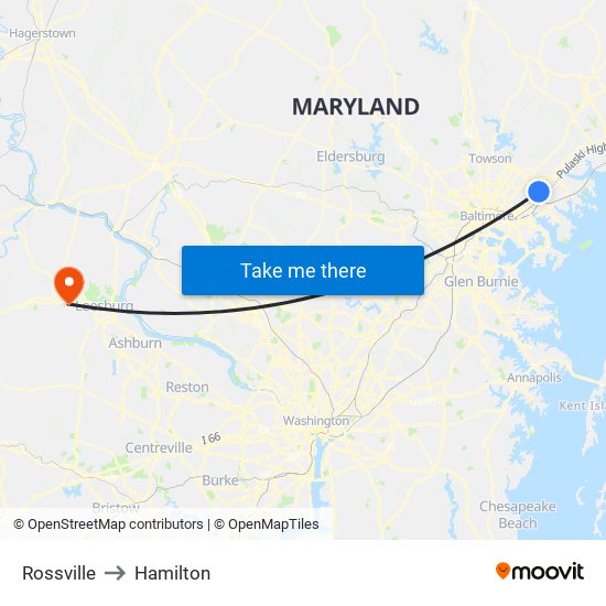 Rossville to Hamilton map