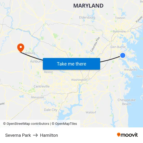 Severna Park to Hamilton map