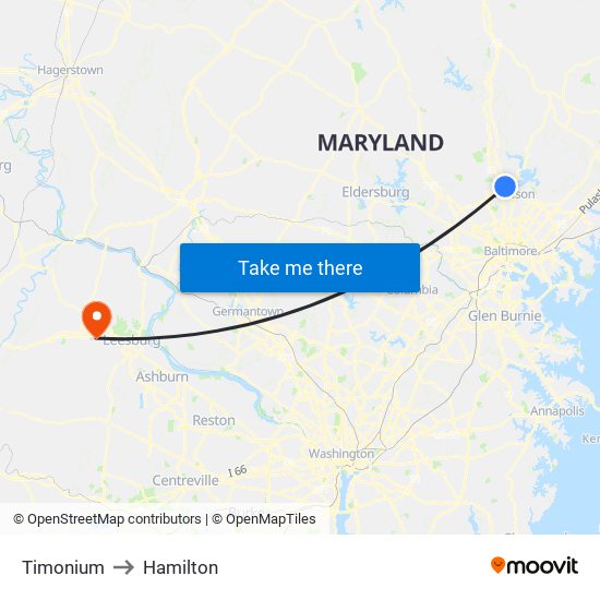 Timonium to Hamilton map