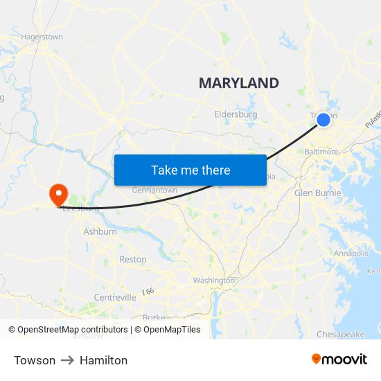 Towson to Hamilton map